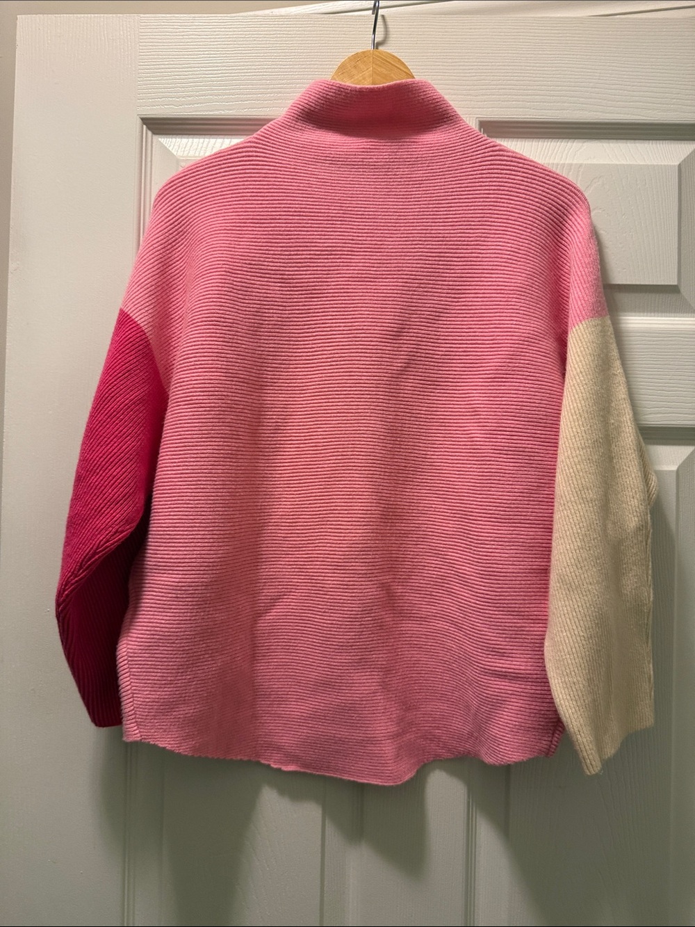 THML Pink & Cream Colorblock Mock Neck Sweater - Picture 5 of 5